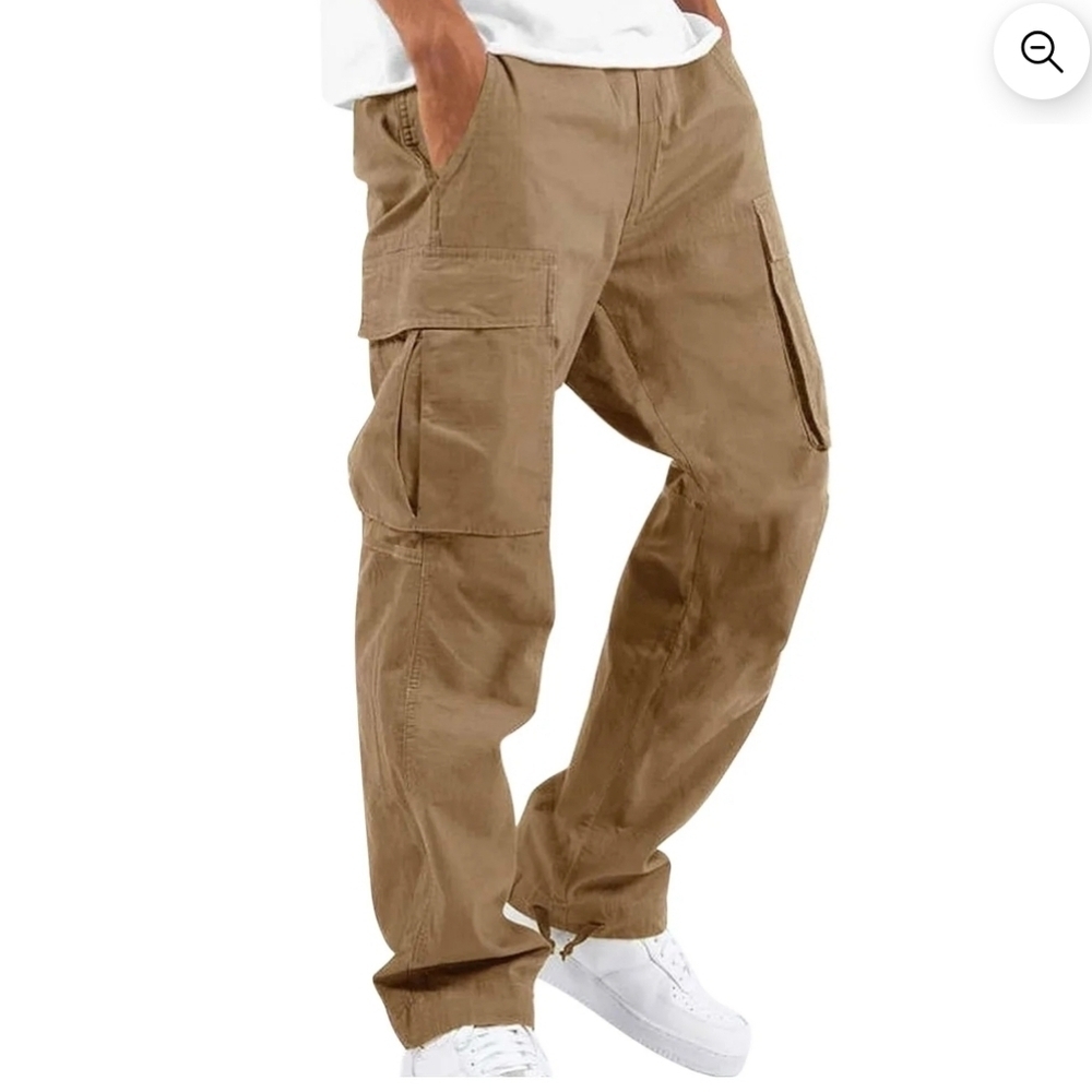 Old Navy Mens Cargo Pants 34x32 Flat Front Pockets Khaki Light Tan Cotton